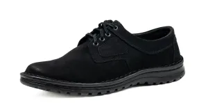 Czarne półbuty skórzane sznurowane skóra nubuk casual 229