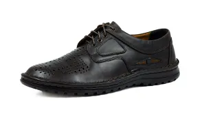 Brąz kabir półbuty skórzane sznurowane skóra licowa casual 229 dziurkowane 