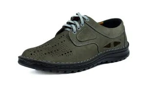 Siwe półbuty skórzane sznurowane skóra licowa casual 229 dziurkowane