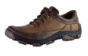 Skórzane buty męskie trekkingowe brązowe 0462