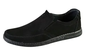 Czarne półbuty skórzane sznurowane skóra nubuk casual 0490/W