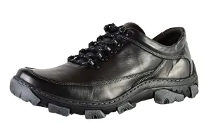 Skórzane buty męskie trekkingowe czarne 0462