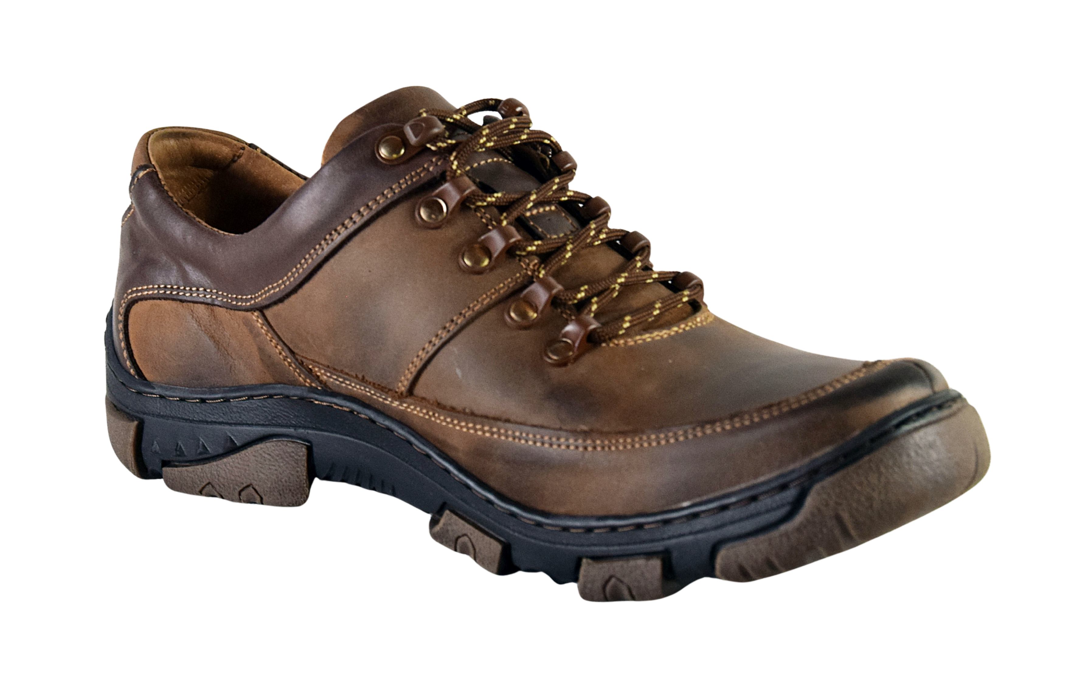Skórzane buty męskie trekkingowe brązowe 0462