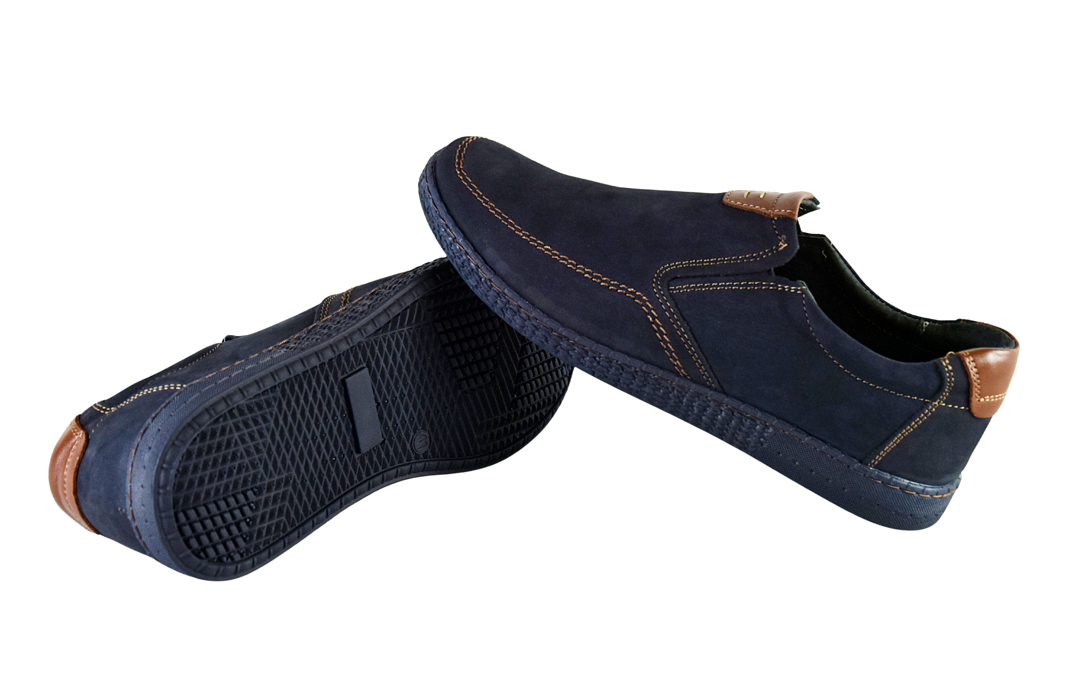 Granatowe półbuty skórzane sznurowane skóra nubuk casual 0490/W