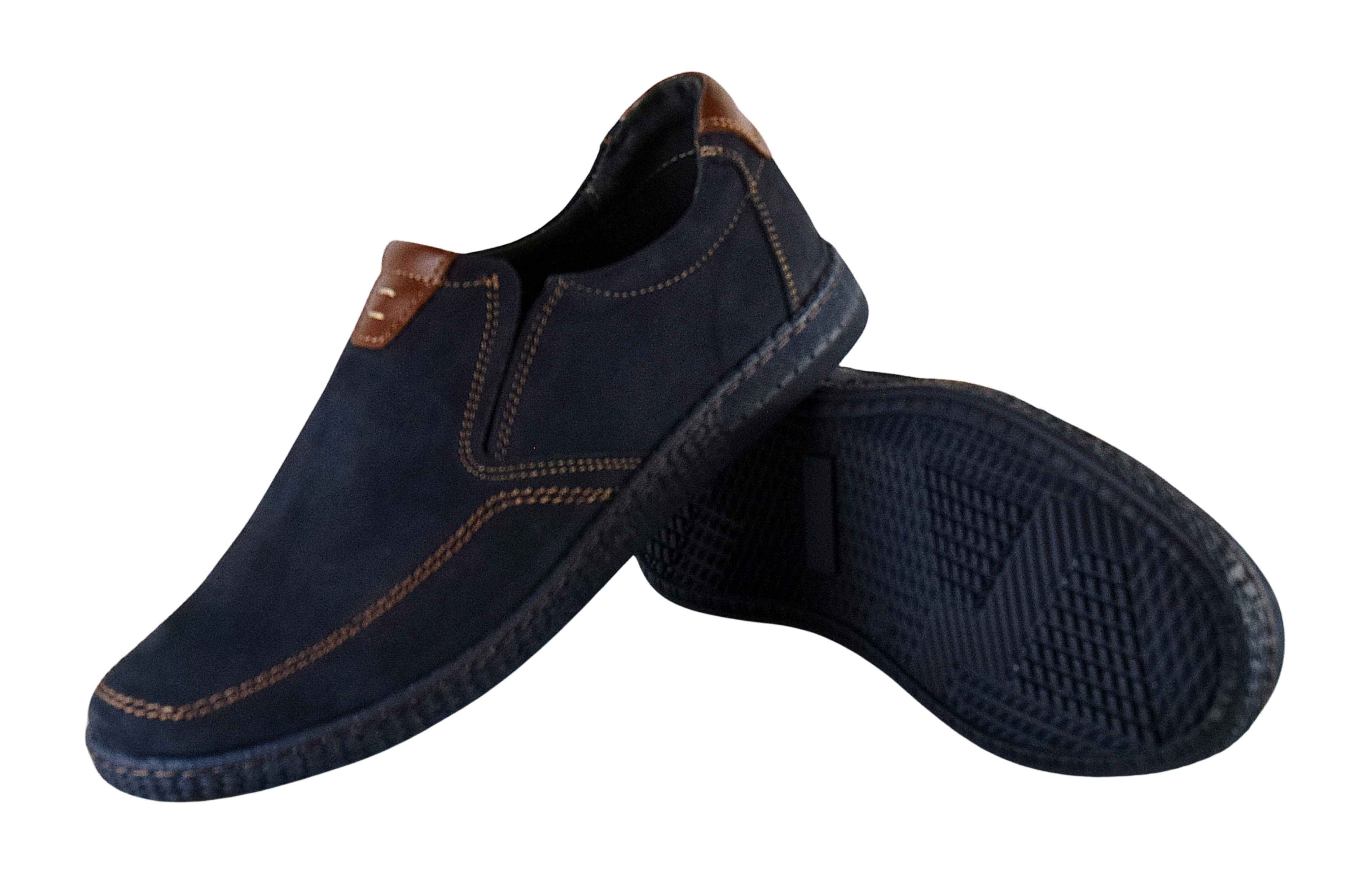 Granatowe półbuty skórzane sznurowane skóra nubuk casual 0490/W