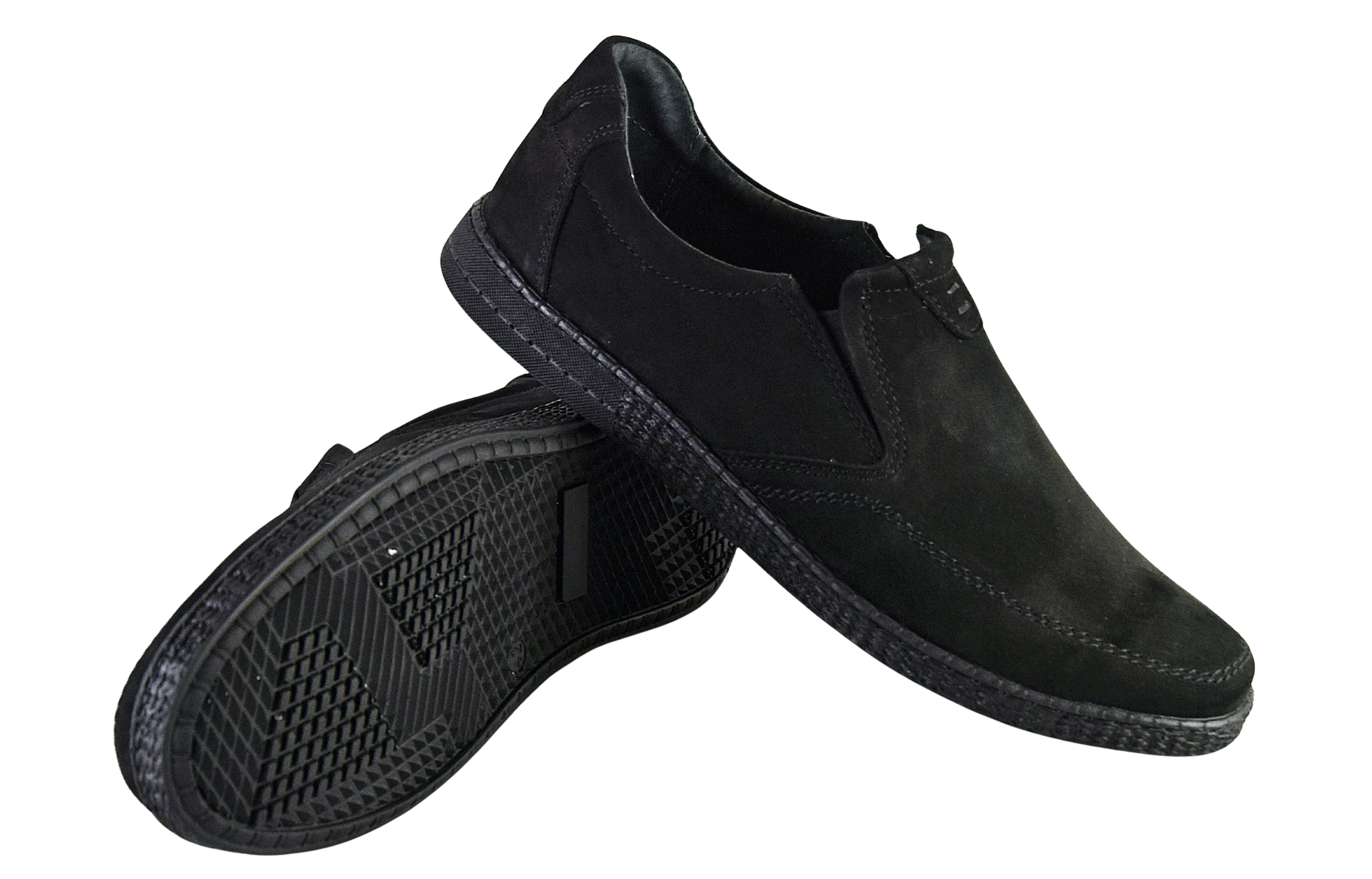 Czarne półbuty skórzane sznurowane skóra nubuk casual 0490/W